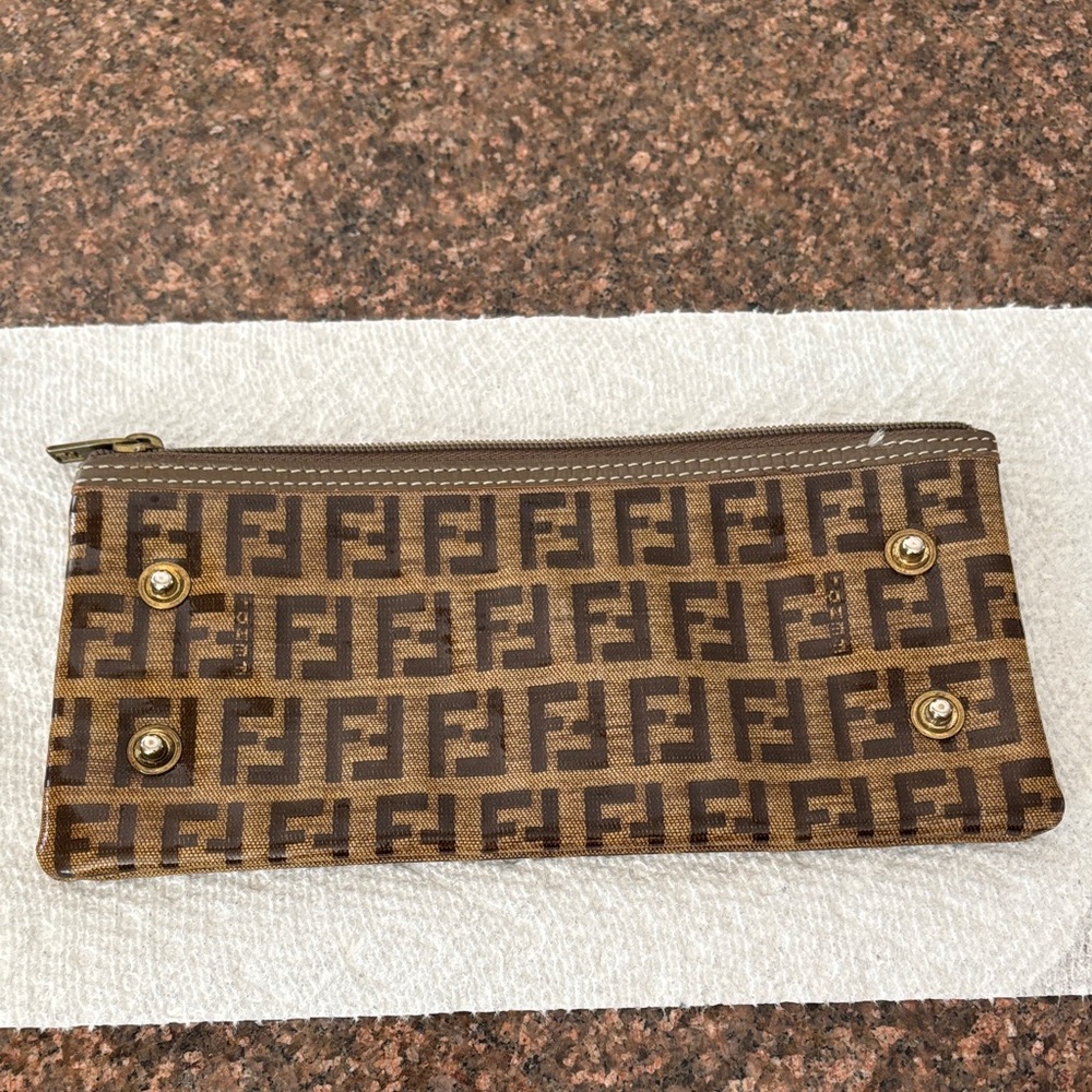 Fendi Brown F Cosmetic bag